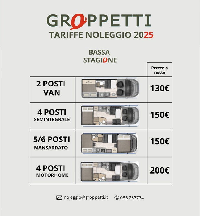 Noleggio Camper Bassa Stagione